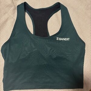 Bandit running forest green crop top women XS